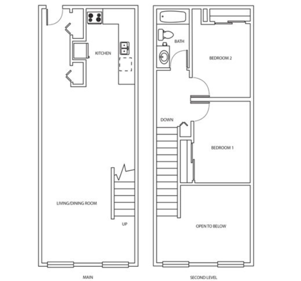 Two Bedroom Loft Rendering