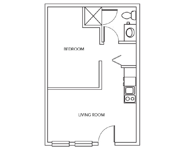 1 Interior- 1BR/1BA Floor plan