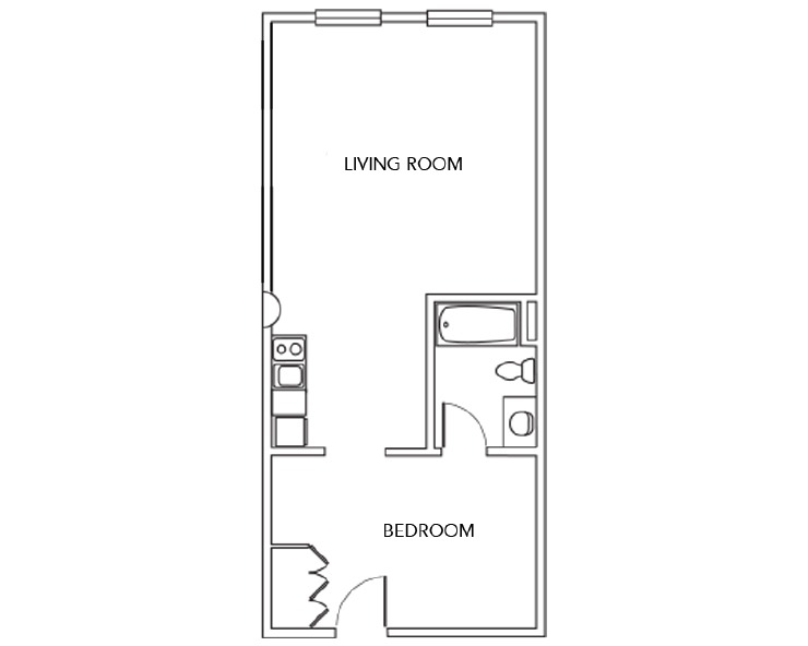 1c - 1BR/1BA Floor plan