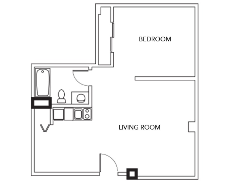 1g - 1BR/1BA Floor plan