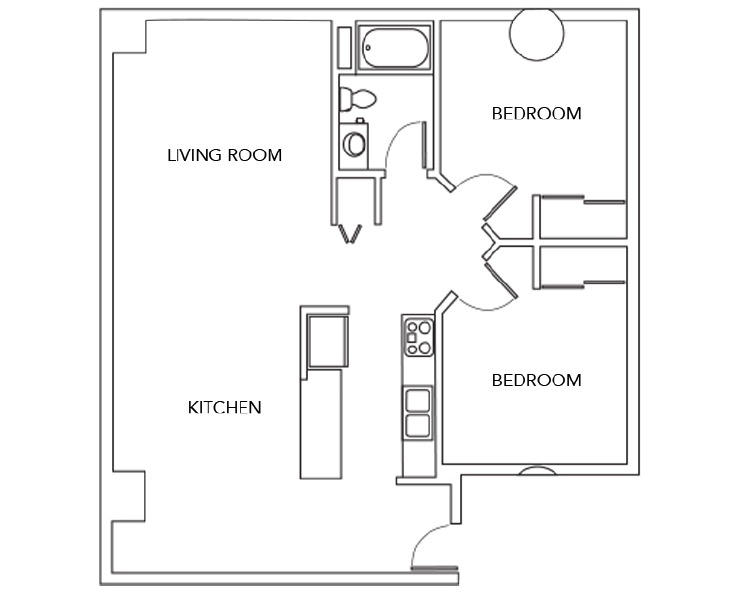 2b - 2BR/1BA Floor plan