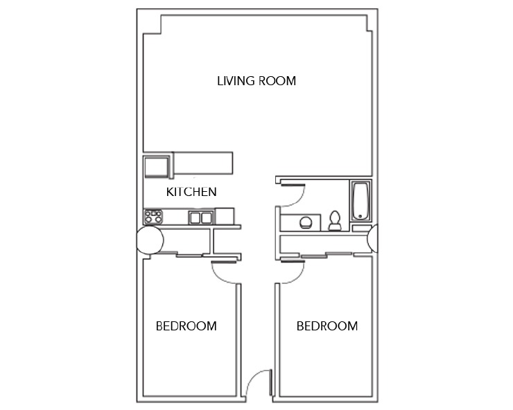 2i - 2BR/1BA Floor plan