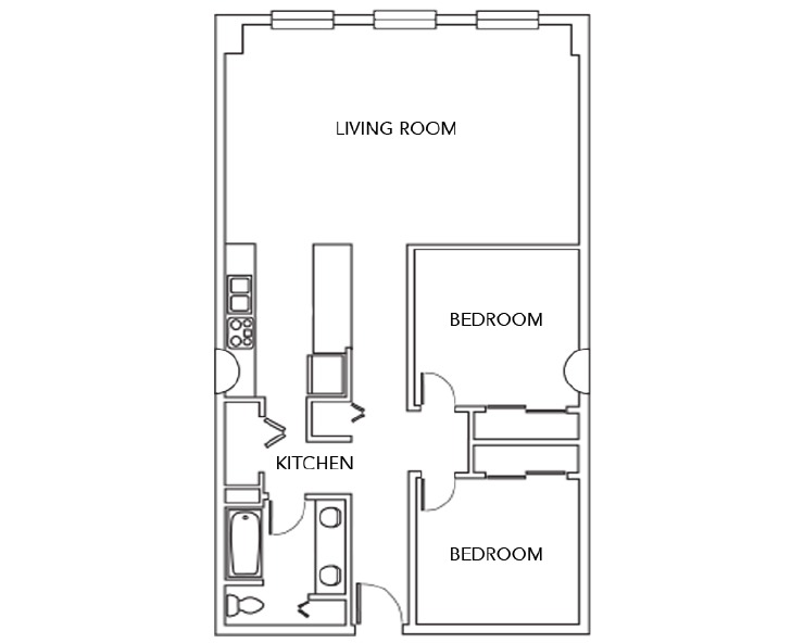 2k - 2BR/1BA Floor plan