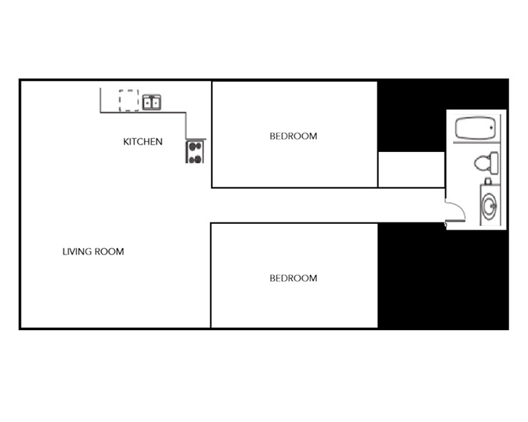 2M - 2BR/1BA Floor plan