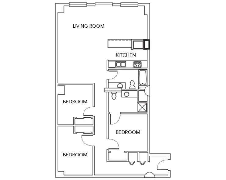 3b - 3BR/2BA Floor plan