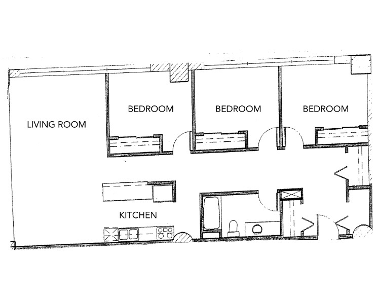 3c - 3BR/1BA Floor plan